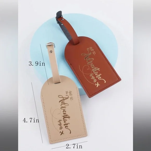 ❌SOLD❌ ADVENTURE LUGGAGE TAGS - BROWN & TAN - Picture 6 of 6